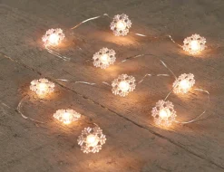 Anna's Collection 3X Stuks Lichtsnoer Met Sneeuwvlokken 10 Lampjes Warm Wit Op Batterij Met Timer - Sneeuwvlok Verlichting Hot