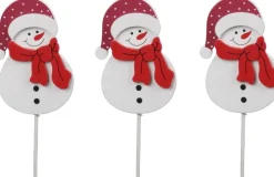 Othmara decorations Kerststukjes>10X Stuks Prikkers/Stekers Met Sneeuwpop 7,5 Cm - Kerststukje Maken Onderdelen - Instekers/Prikkers/Stekers