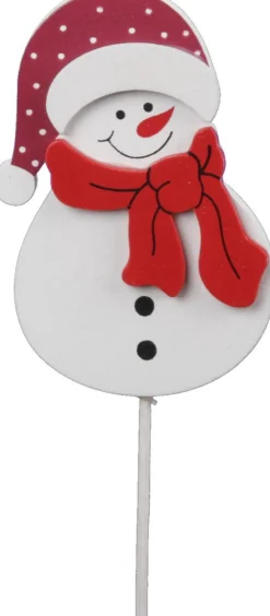 Othmara decorations Kerststukjes>10X Stuks Prikkers/Stekers Met Sneeuwpop 7,5 Cm - Kerststukje Maken Onderdelen - Instekers/Prikkers/Stekers