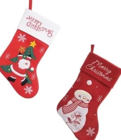 Merkloos Kerstsokken>2X Stuks Rode Kerstsokken Van 25 X 40 Cm - Huis Decoratie Kerstversieringen/Kerst Artikelen