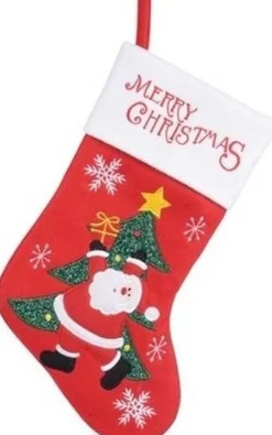 Merkloos Kerstsokken>2X Stuks Rode Kerstsokken Van 25 X 40 Cm - Huis Decoratie Kerstversieringen/Kerst Artikelen