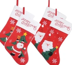 Merkloos Kerstsokken>4X Stuks Rode Kerstsokken Van 25 X 40 Cm - Huis Decoratie Kerstversieringen/Kerst Artikelen