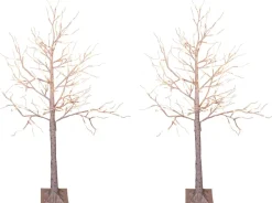 Lumineo 2X Stuks Verlichte Figuren Witte Lichtboom/Metalen Boom/Berkenboom Met 120 Led Lichtjes 130 Cm - Kerstversiering/Kerstdecoratie Best Sale