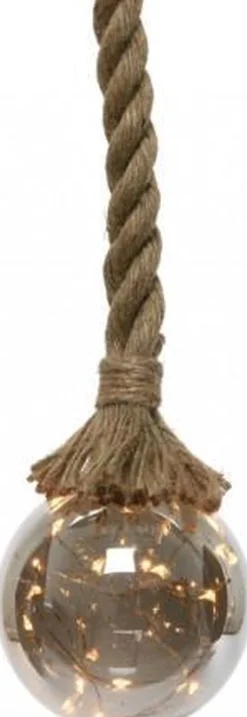 Lumineo 1X Stuks Verlichte Glazen Kerstballen Aan Touw Met 30 Lampjes Zilver/Warm Wit 15 Cm - Decoratie Kerstballen Met Licht Fashion