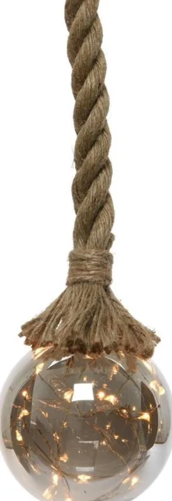 Lumineo 1X Stuks Verlichte Glazen Kerstballen Aan Touw Met 30 Lampjes Zilver/Warm Wit 15 Cm - Decoratie Kerstballen Met Licht Fashion