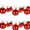 Arte r Guirlandes>2X Stuks Verlichte Kerst Guirlandes/Slingers Met 93 Led Kerstballen Rood - Kerstslingers/Kerst Guirlandes