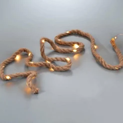 Merkloos 2X Touwverlichting Jute Met Warm Witte Led Lampjes 2 Meter Op Batterijen Met Timer - Kerstverlichting Lichtsnoeren Cheap