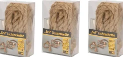 Merkloos 3X Touwverlichting Jute Met Warm Witte Led Lampjes 2 Meter Op Batterijen Met Timer - Kerstverlichting Lichtsnoeren Discount