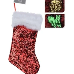 Shoppartners Kerstsokken>1X Wrijf (Omkeerbare) Pailletten Kerstsokken Rood/Groen - Veranderbare Kerstsokken