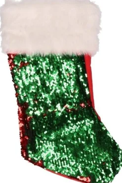 Shoppartners Kerstsokken>1X Wrijf (Omkeerbare) Pailletten Kerstsokken Rood/Groen - Veranderbare Kerstsokken