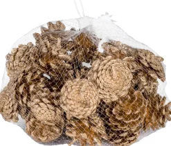 Cosyu0026Trendy Kerststukjes>2X Zakjes Met 300 Gram Decoratie Dennenappels Goud 5 X 5 Cm - Kerststukje/Herfststukje Versiering - Dennenappeltjes