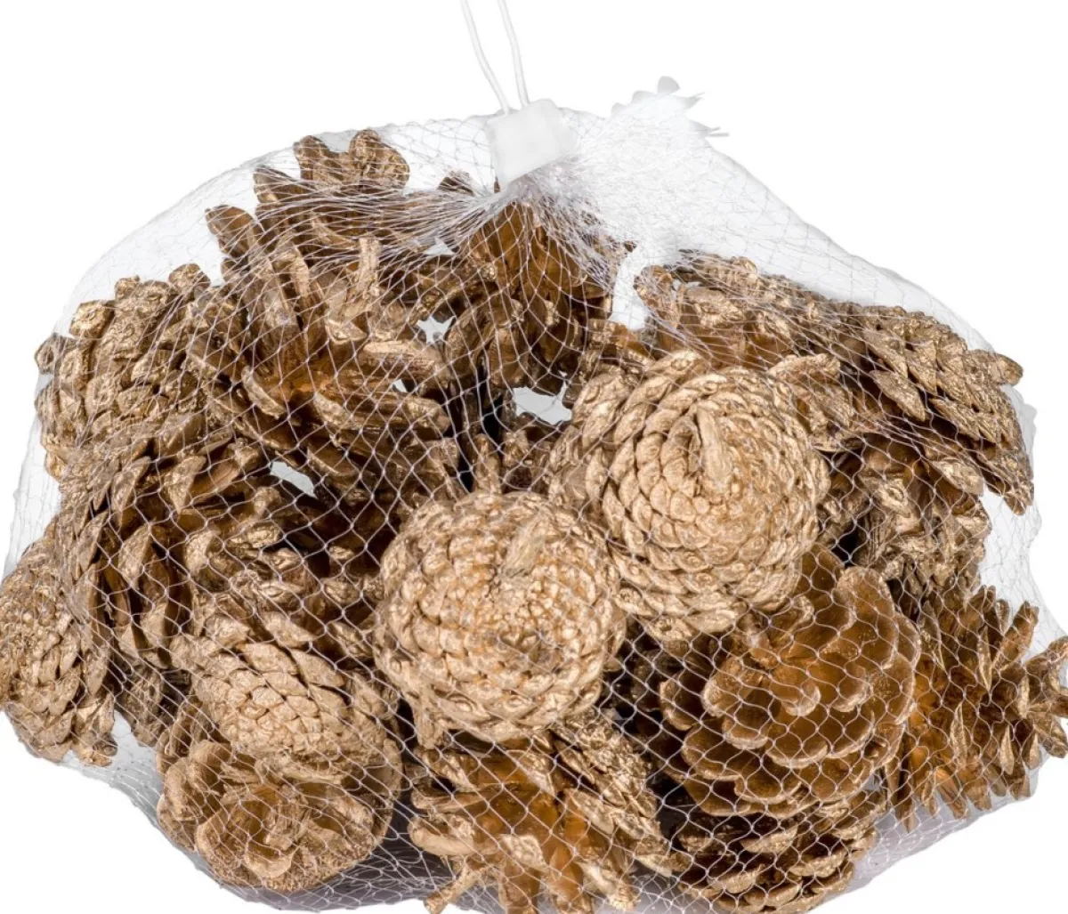 Cosyu0026Trendy Kerststukjes>2X Zakjes Met 300 Gram Decoratie Dennenappels Goud 5 X 5 Cm - Kerststukje/Herfststukje Versiering - Dennenappeltjes