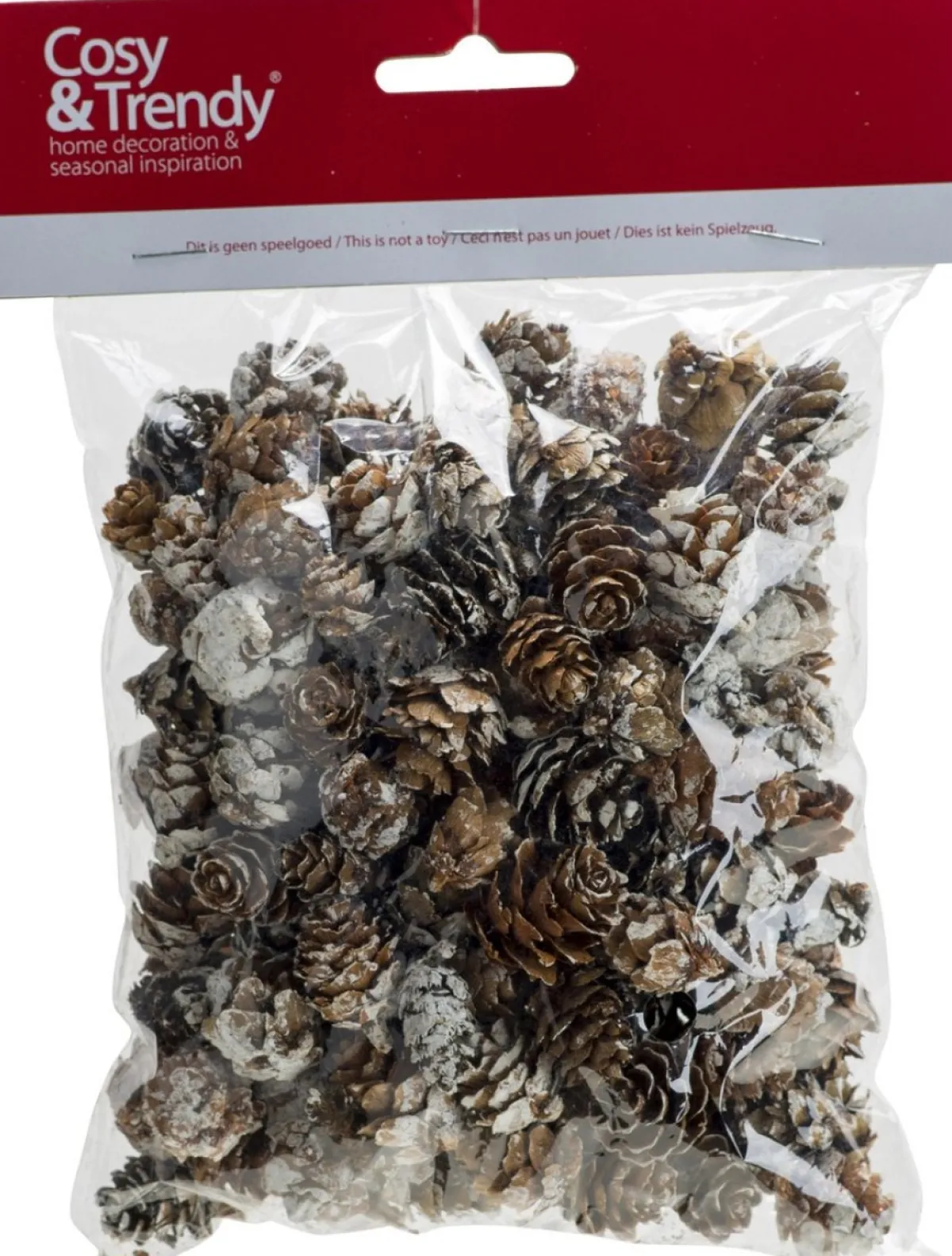 Cosyu0026Trendy Kerststukjes>2X Zakjes Met 100 Gram Decoratie Dennenappels Met Sneeuw - Kerststukje/Herfststukje Versiering - Dennenappeltzakjes