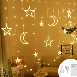 Merkloos Xtraworks Hemel - Lichtketting Met Maan En Versiering -Verlichting Voor Buiten & Binnen- Led Lichtgordijn Met 8 Verlichtingsmodi - Warm Licht Met 1.5M Snoer 220V Online