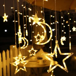 Merkloos Xtraworks Hemel - Lichtketting Met Maan En Versiering -Verlichting Voor Buiten & Binnen- Led Lichtgordijn Met 8 Verlichtingsmodi - Warm Licht Met 1.5M Snoer 220V Online