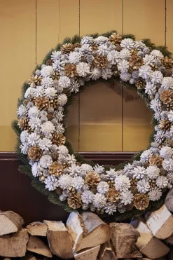 Naturn Christmas Kerstkransen>Xxl Landelijk Kerstkrans - O 72 Cm Van | Extra Grote Krans Rond | Kerstdecoratie Deurkrans | Krans Voor De Kerst | Kerstversiering Kransen | Wit