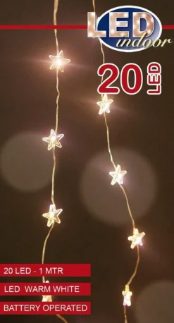 Anna's Collection Zilverdraad Draadverlichting Sterren Met Timer Warm Wit 1 Meter - Sfeerverlichting Voor Binnen Gebruik Best