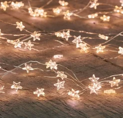 Anna's Collection Zilveren Kerst Verlichting Sterren Met Timer Warm Wit 1 Meter - Sfeerverlichting - Kerstversiering Voor Binnen Gebruik Outlet