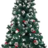 discountershop Zilverspar Kunstkerstboom - 150 Cm - 450 Toppen Met Sneeuw Kunstkerstboom - Groen - 150 Cm Sale