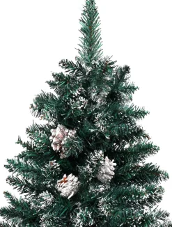 discountershop Zilverspar Kunstkerstboom - 150 Cm - 450 Toppen Met Sneeuw Kunstkerstboom - Groen - 150 Cm Sale