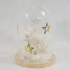 ZoeZo Design Kerststukjes> - Glazen Stolp Met Witte Hertjes - Rendieren - Sneeuw En Kerstballen - O 13 Cm - Hoogte 20 Cm