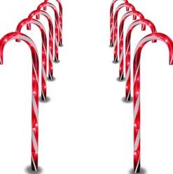 WT trading Zuurstok Kerstverlichting – 10 Zuurstokken – Inclusief Grondpennen Flash Sale