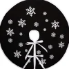 Selwo Zwarte Kerstboom Rok Witte Sneeuwvlok Bedrukt Jute Kerstboomtapijt Ornamenten Decoratie Voor Kerstmis (91 Cm) Clearance